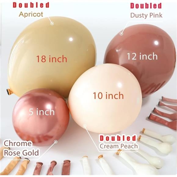 147PCS Double-Stuffed Balloon Garland Kit Rose Gold Balloons Kit Dusty Pink Ball - Picture 3 of 6